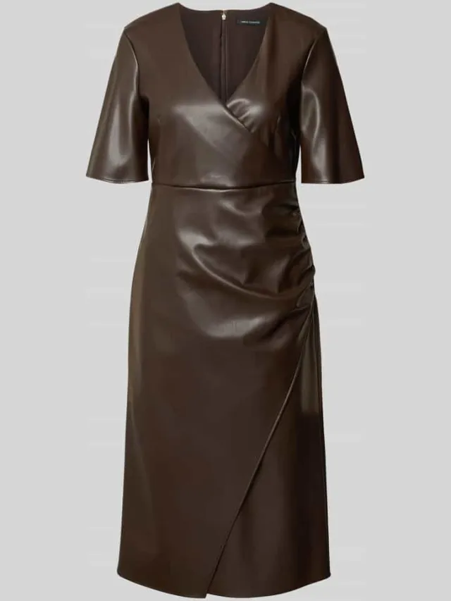 Armani Exchange Midijurk in lederlook donkerbruin, foto 2