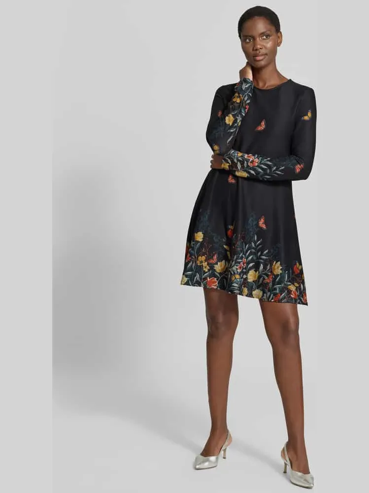 Apricot Mini-jurk met ronde hals Zwart