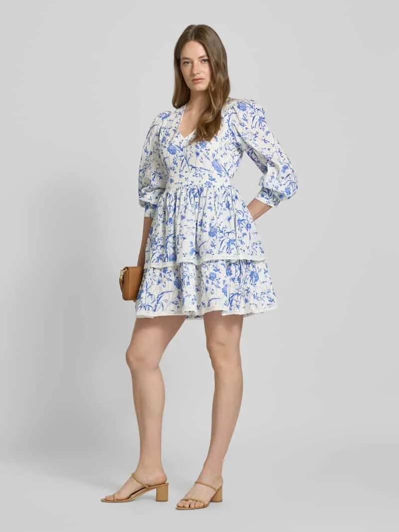 Yas Cocktailjurk met V-hals, model 'ELIN' blauw, foto 3