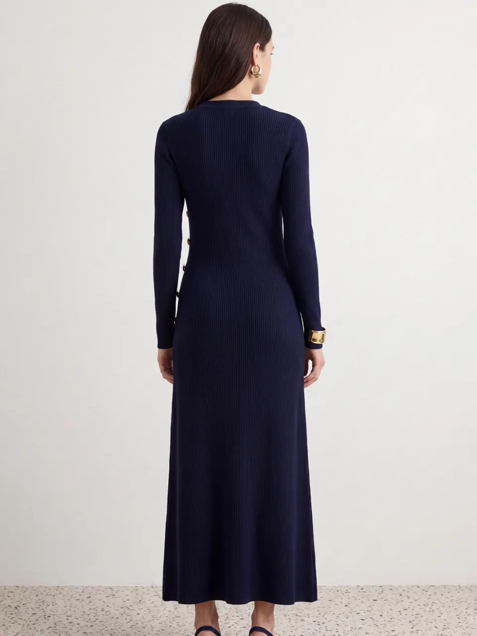 Trendyol Modest Dames Donkerblauw Effen Maxi Lang Casual A-lijn Modest Jurken marineblauw/blauw, foto 2