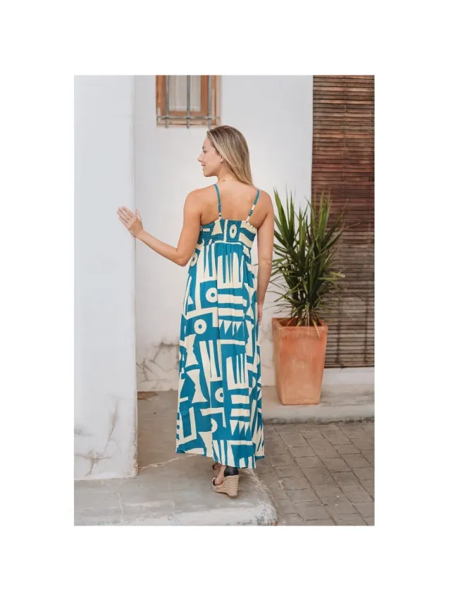 Isla Bonita By Sigris Lange Jurk Isla Bonita By Sigris Lange Midi-Jurk Beige