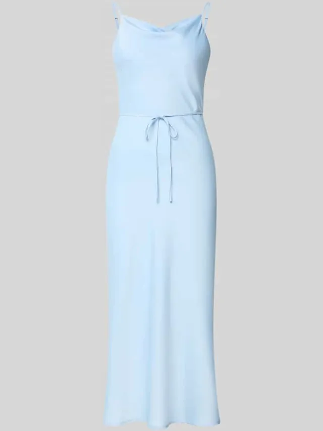 Yas midi-jurk van satijn model 'Thea' lichtblauw, foto 2