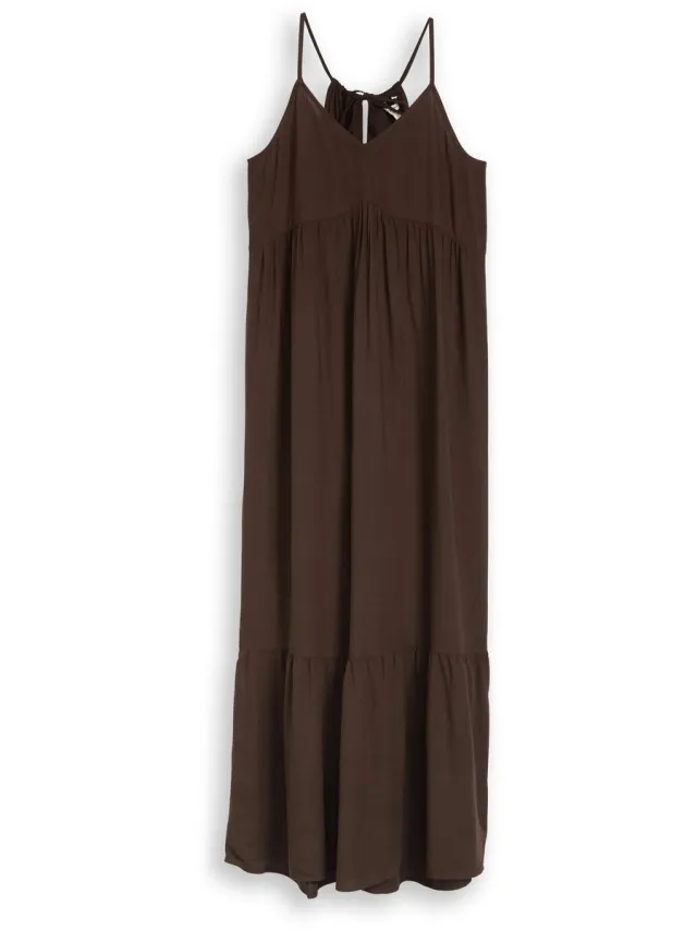 Tom Tailor Denim - Maxijurk met volants - cool dark brown