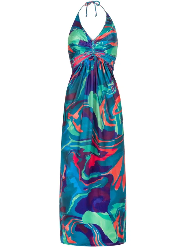 Chic by Lirette Halter jurk Sorobon - Deep Turquoise