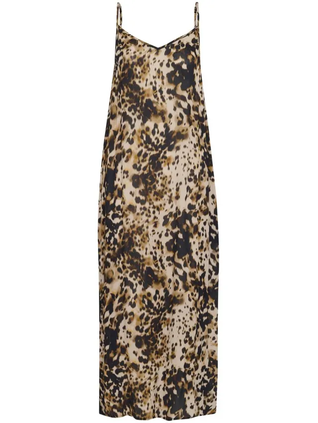 Kaffe Jurk Kathora Amber Singlet Dress 10510045 Leopard Print Dames Maat - 34 Zwart