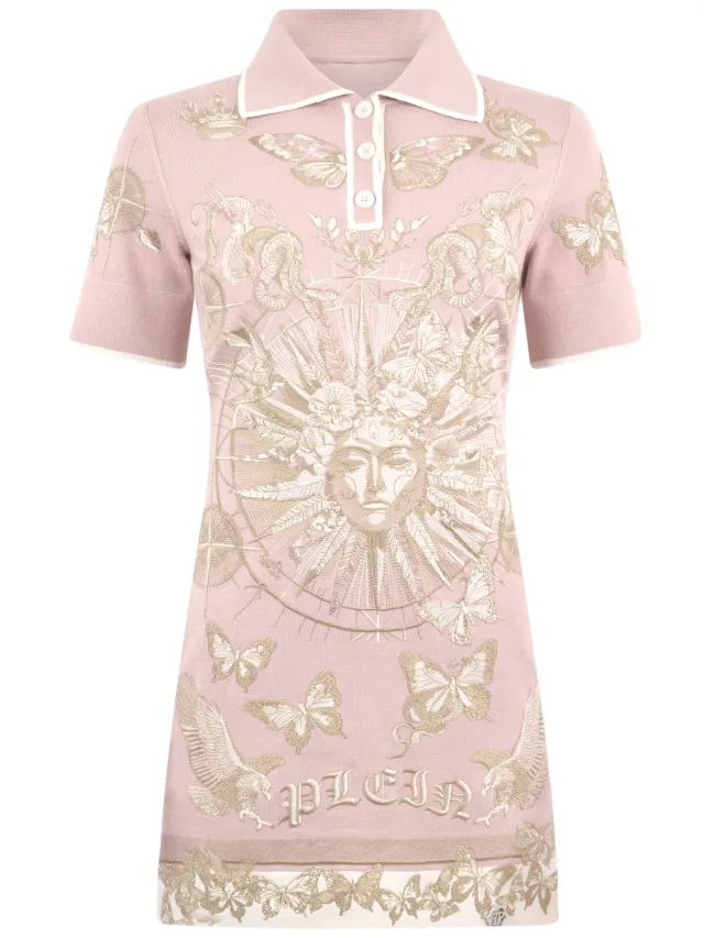 Philipp Plein Polo Mini Dress Butterfly Tattoo rosé, foto 2