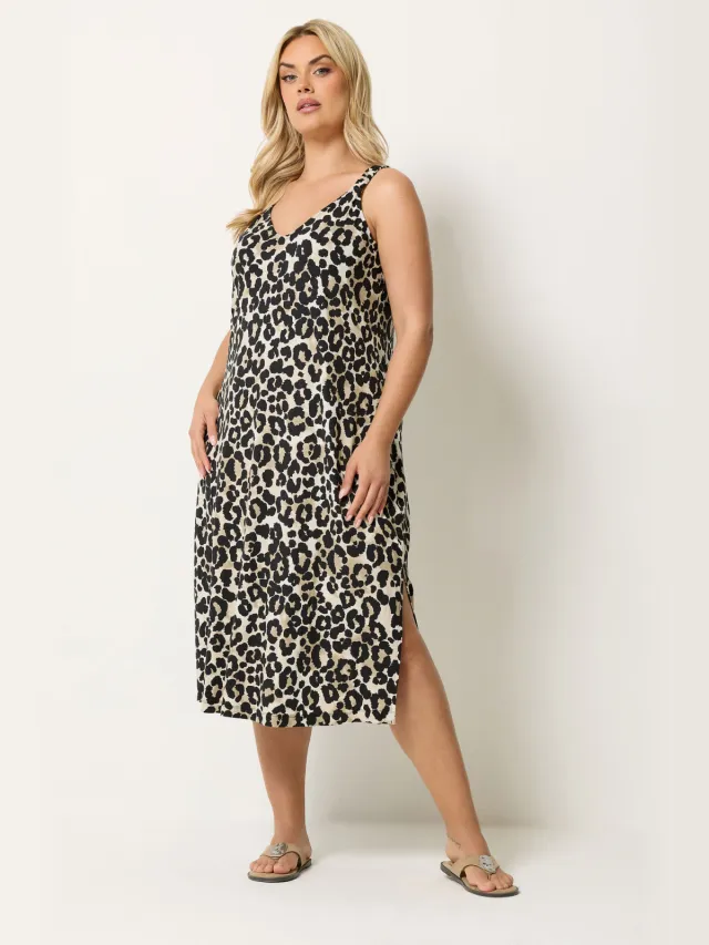Yours Naturelbruine Swingjurk Met Luipaardprint-56 Brown