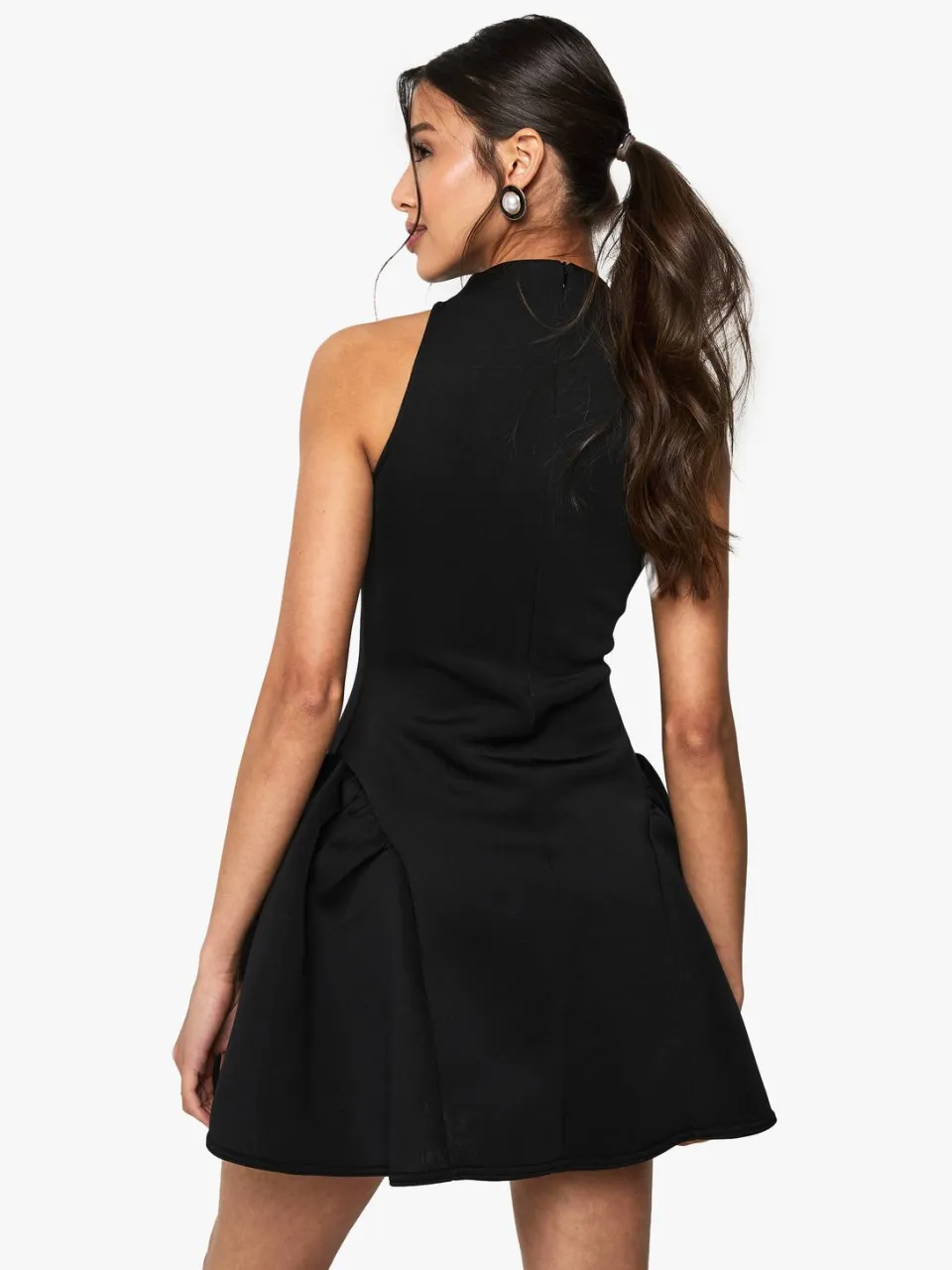 boohoo Dames Racerhals Volume Mini Jurk zwart, foto 2