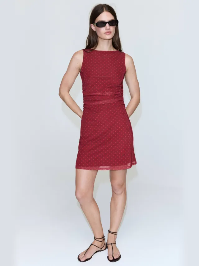 Mango zomerjurk met stippen rood