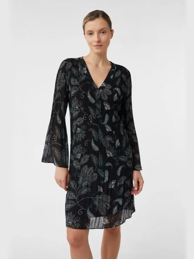 Comma female - Geplooide blousejurk zwart