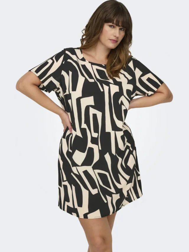 Only Carmakoma korte jurk Zwart/wit