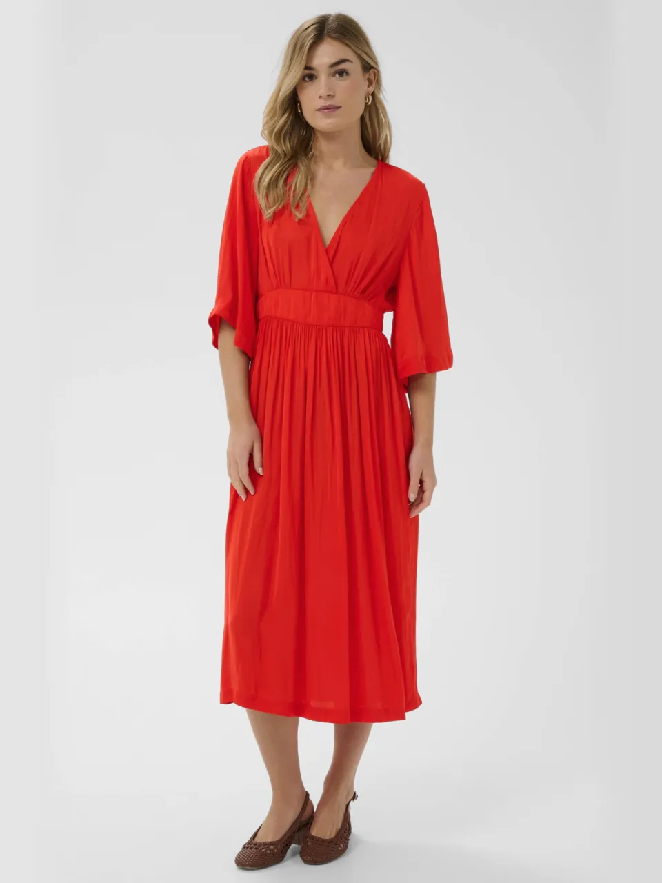 Saint Tropez midi jurk rood