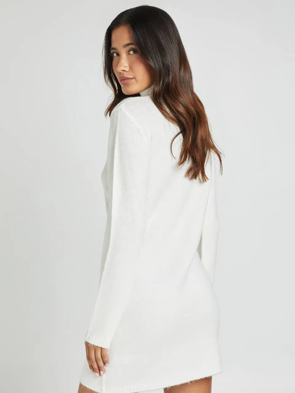 boohoo Dames Hoge Hals Super Zachte Gebreide Mini Jurk crème, foto 3