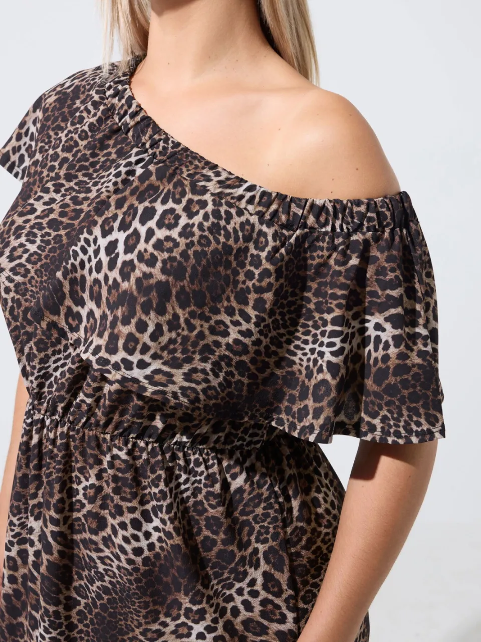 Limited Collection Bruine Luipaard Jurk Met Volant, foto 4