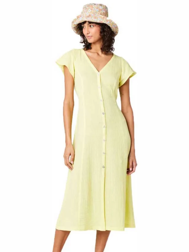 Rip Curl Premium Surf Jurk Met Korte Mouwen Geel XS Vrouw Bright Yellow