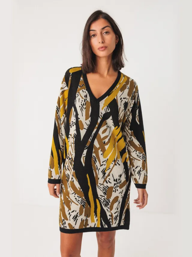 Skfk dames vegan Gebreide Jurk Aiza Veelkleurig Beige