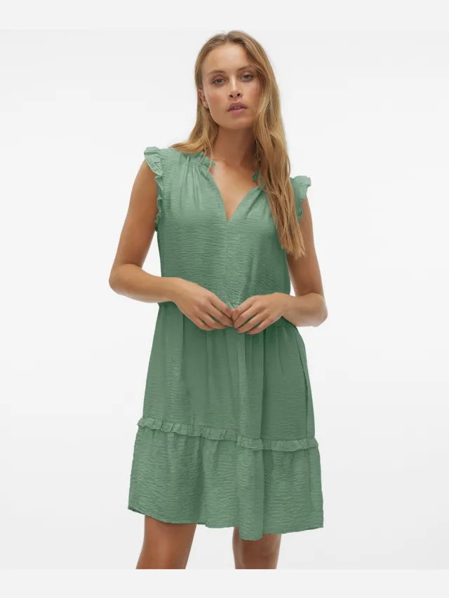 Vero Moda VMJOSIE SL SHORT DRESS WVN GA - Dames - Mini jurken hedge green