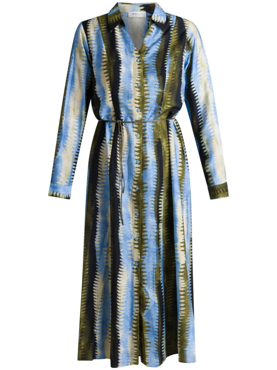 Ivy Beau jurk met col, ceintuur en print - blauw, foto 2
