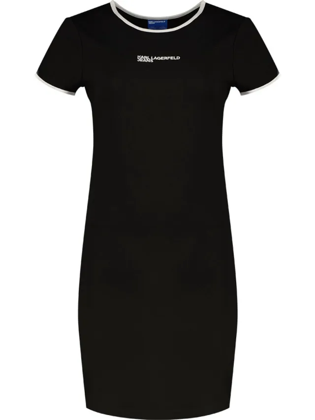 Karl Lagerfeld Jeans Milano Korte Mouw Jurk Zwart M Vrouw Black