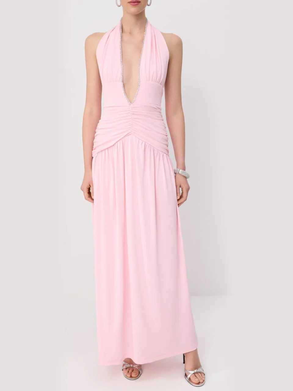 Trendyol TRENDYOLMİLLA Dames Roze Effen Maxi Mouwloos Skater Avond & Gala Jurk, foto 2