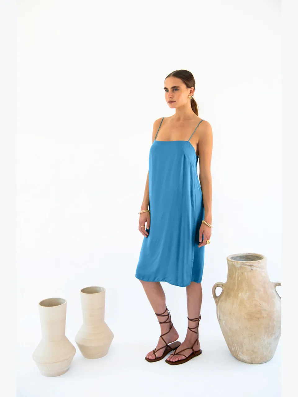 Neu Nomads dames vegan Slipdress Julianne Boxy Oceaanblauw
