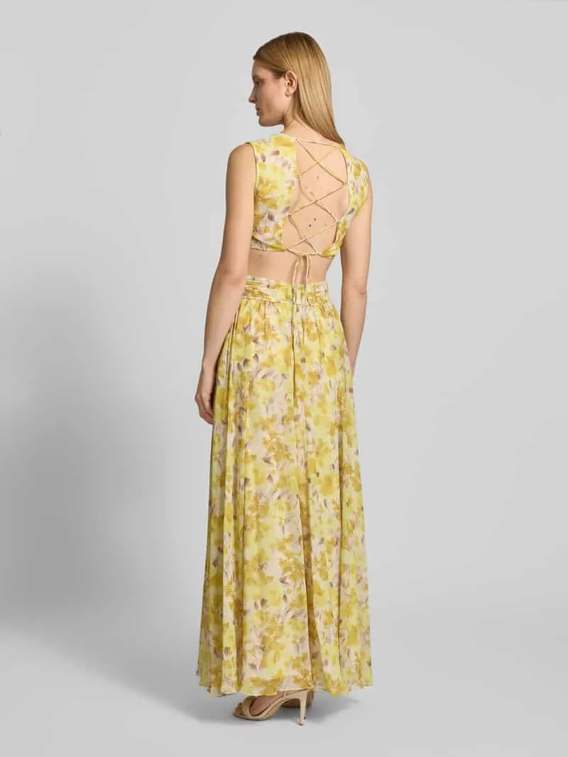ADLYSH regular fit maxijurk met allover bloemenprint geel, foto 3
