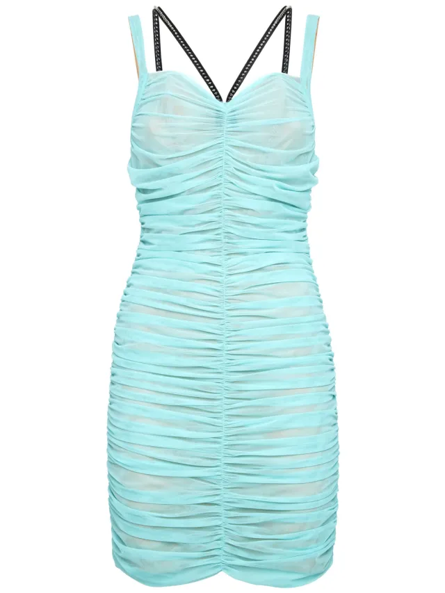 Philipp Plein Short Dress Studs Turquoise