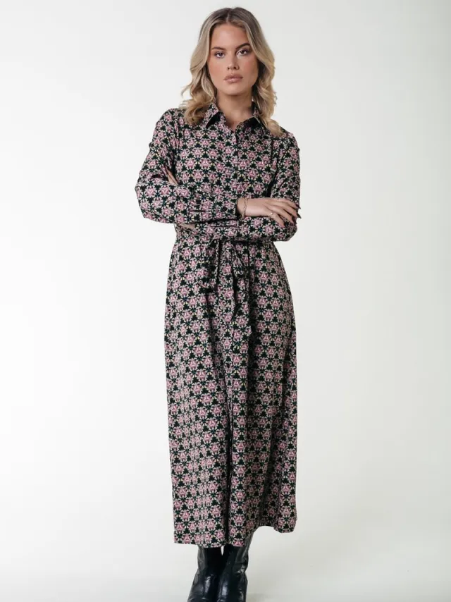Colourful Rebel Desiree Graphic Flower Maxi Dress Candy Pink