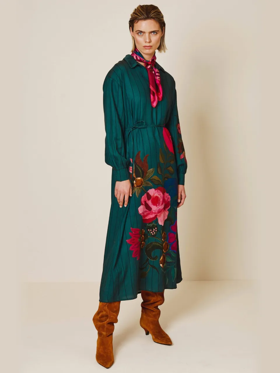 Oilily Dione maxi blousejurk donkergroen, foto 4