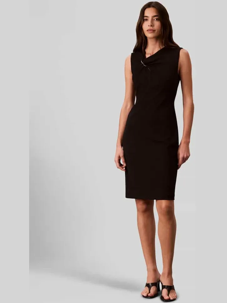 Calvin Klein Nauwsluitende cocktailjurk met decoratieve gesp Black