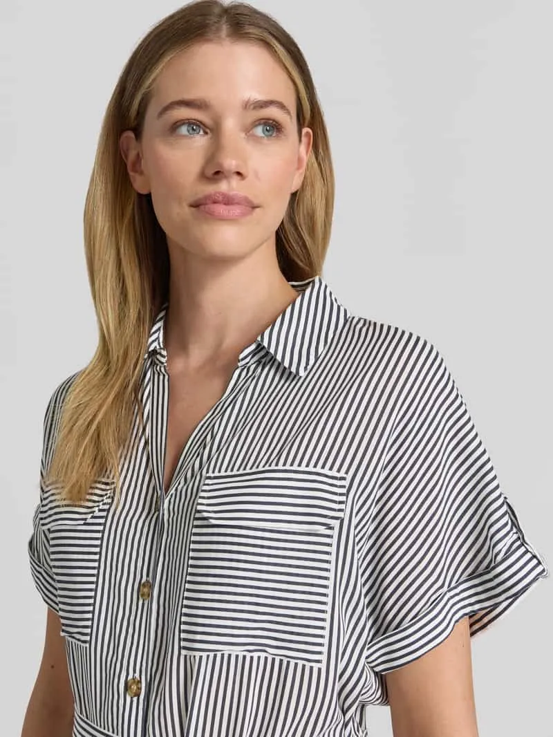 Vero Moda Vloeiende vrijetijdsjurk van pure viscose model 'BUMPY' donkerblauw, foto 5