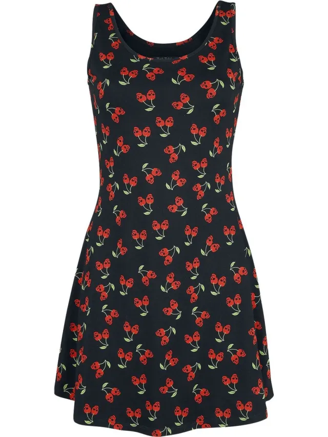 Rock Rebel by EMP Zwarte jurk met kersenprint - Dames