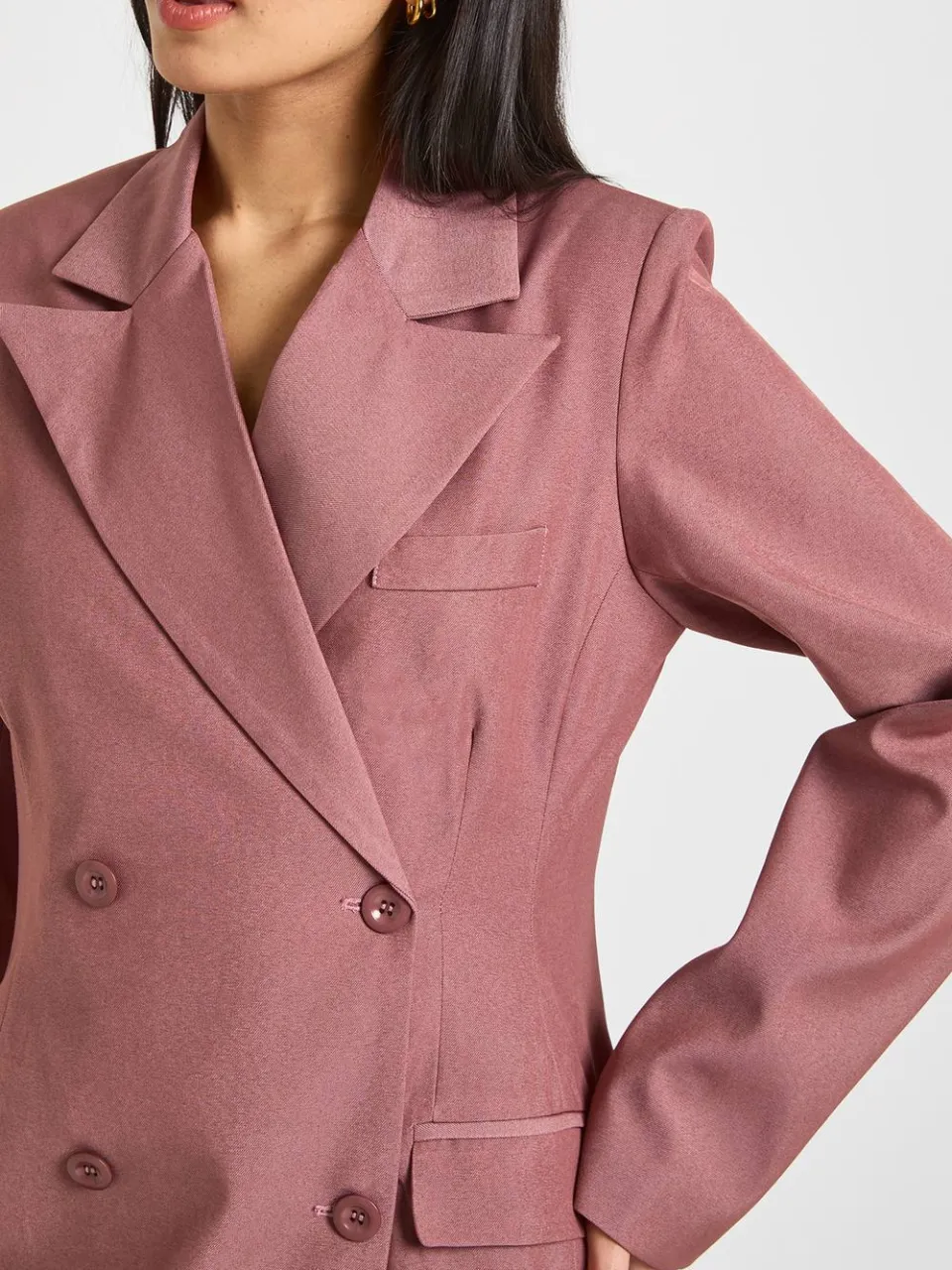 boohoo Dames Schoudervulling Blazer Jurk dusty mauve, foto 4