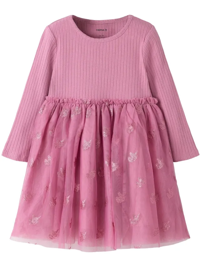 NAME IT Jurk glitterprint Mauve Orchid1