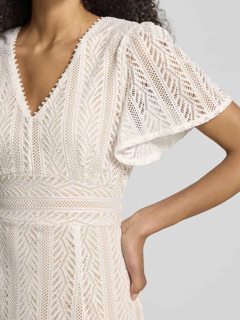 Apricot Midi-jurk van gehaakt kant met V-hals ecru, foto 4