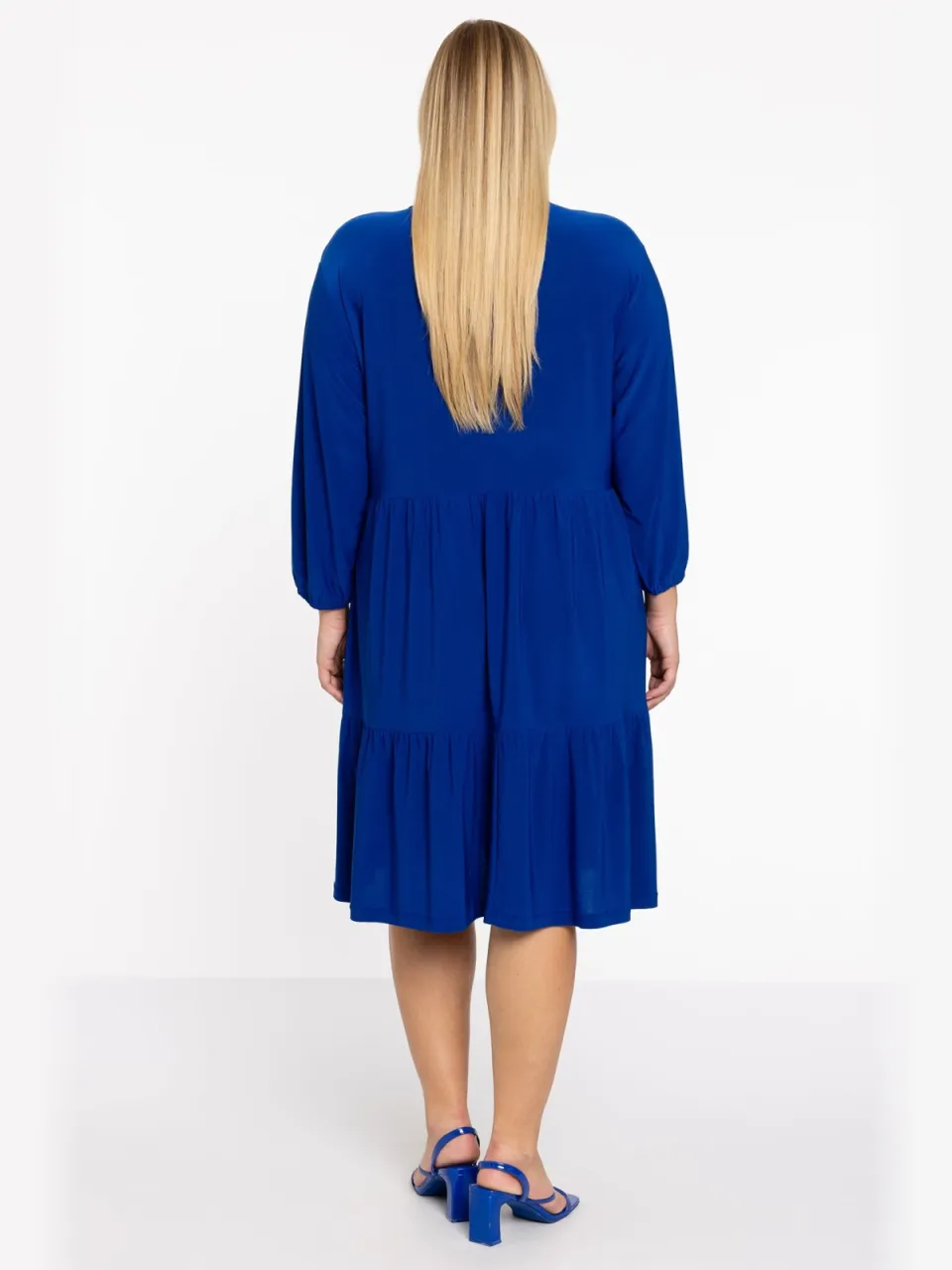 Yoek Jurk met ruches | Blauw, foto 2