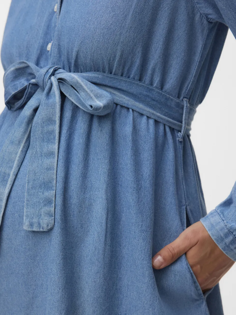Mamalicious zwangerschapsspijkerjurk met ceintuur mediumblauw medium blue denim, foto 6