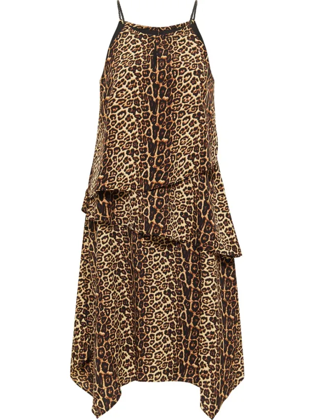 Faina Jurk met leo-opdruk nelice beige leo