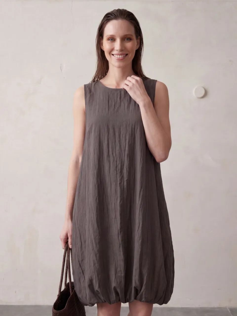 MyFashion Losse Mini-jurk in Textuur Lycocell antraciet, foto 2