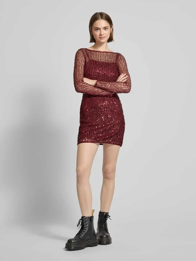LeGer Mini-jurk met pailletten, model 'Lino' donkerrood, foto 3