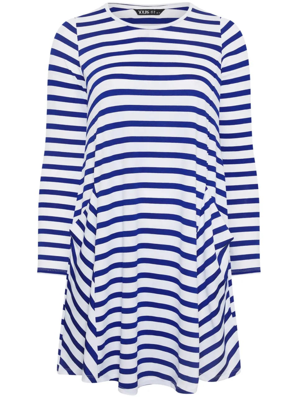 Yours Blauw Gestreepte Gedrapeerde Jurk Met Zakken-52, foto 4