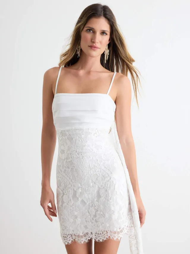 Trendyol TRENDYOLMİLLA Dames Ecru Gestructureerd Kort / Mini Lang Bodycon Jurken