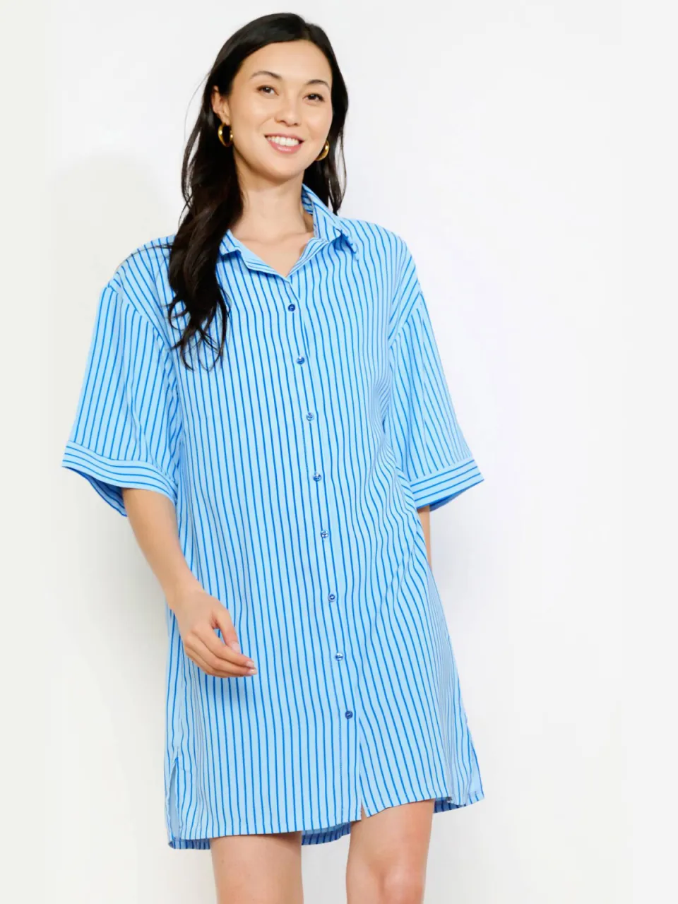 LOLALIZA gestreepte blousejurk blauw, foto 3