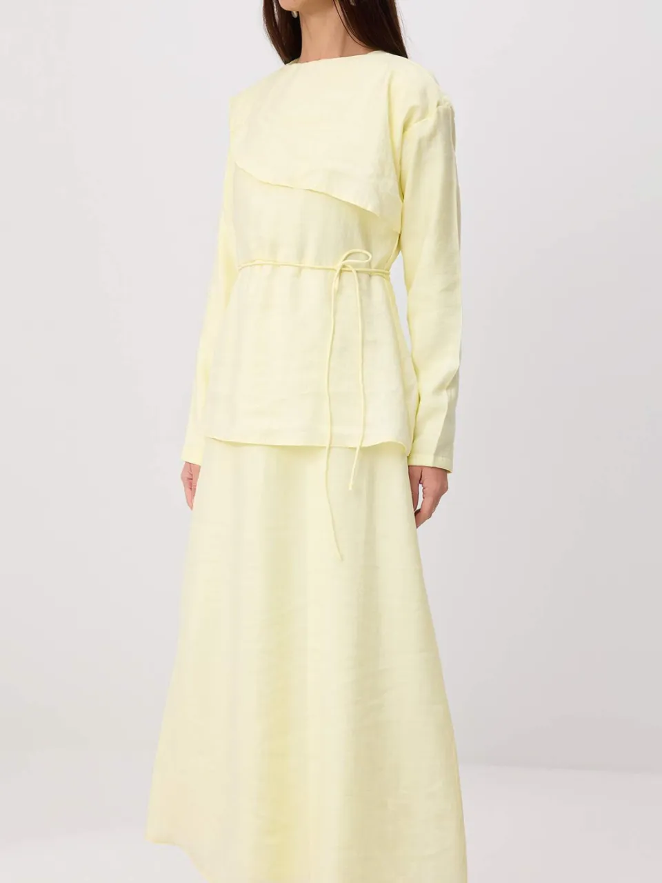 Trendyol Modest Dames Geel Effen Maxi Lang Casual Skater Modest Jurken, foto 2