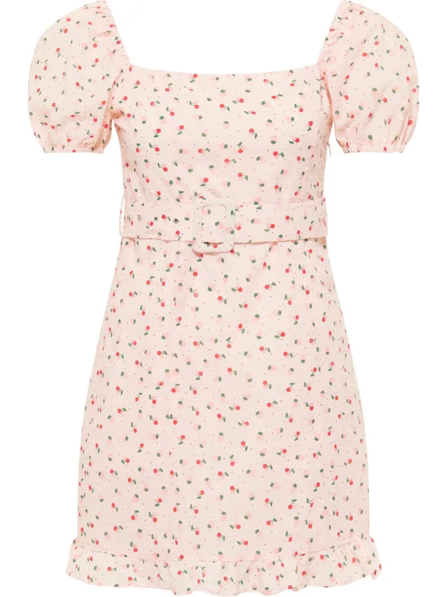 MyMo Mini-jurk met korte mouwen roze