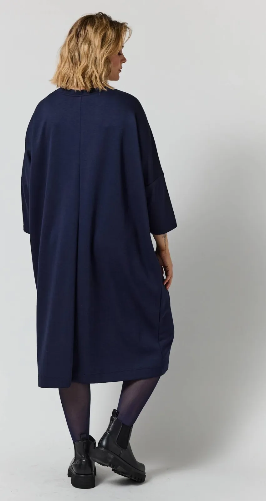 Gozzip Plus Size midi jurk - donkerblauw, foto 6