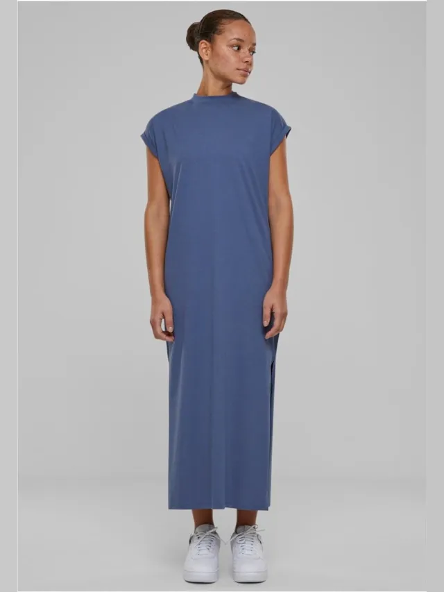 Urban Classics Long Extended Shoulder Maxi lange jurk - XS - Blauw