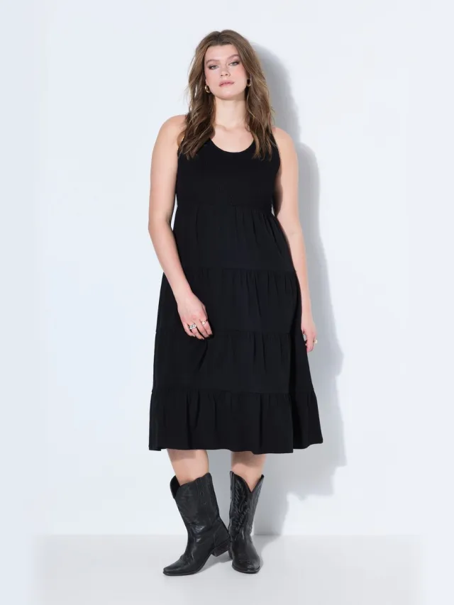 Studio Untold Dames - Jersey maxi-jurk A-lijn - Zwart - Maat 54+