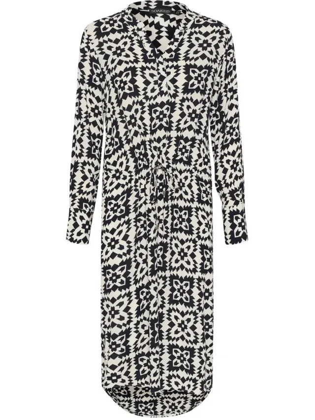 SOAKED IN LUXURY Jurk met lange mouwen en print Soaked in Luxury Zaya Wit