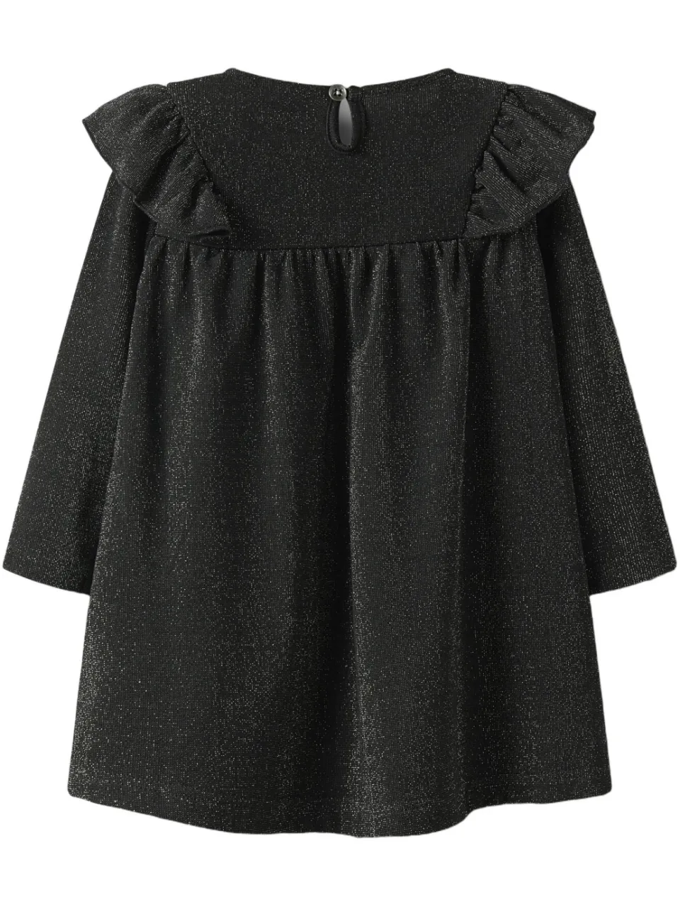 NAME IT MINI korte A-lijn glitterjurk met ruches - zwart, foto 3